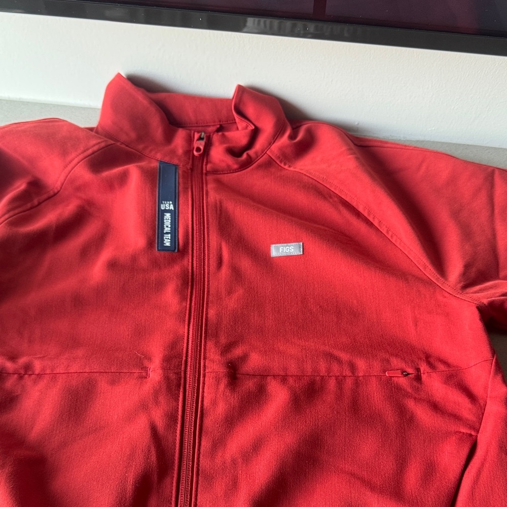 Figs Red Full-Zip Collar Jacket